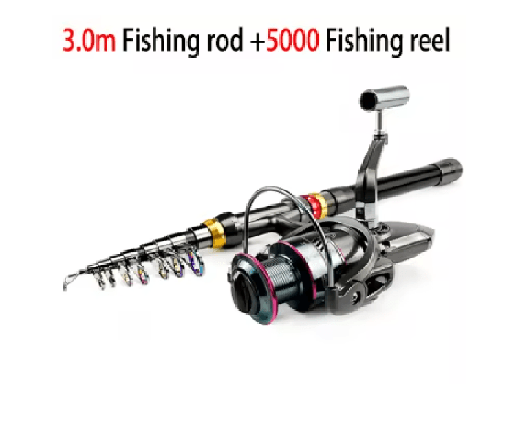 AeroCast Carbon Fiber Telescopic Fishing Rod And Reel Combo 4
