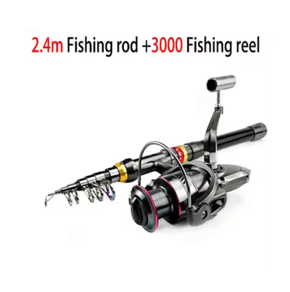AeroCast Carbon Fiber Telescopic Fishing Rod And Reel Combo 7
