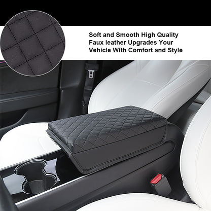 Tesla Model Armrest Cover, Premium PU Leather Console Pad, Center Storage Box Protection Cushion