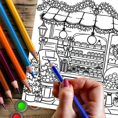 Christmas Coloring Book For Adults Holiday Scenes Colouring Book Thanksgiving Drawing Supplies 3