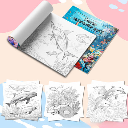 Underwater Wonders, A Relaxing Art Coloring Book, Featuring Ocean Life and Plants