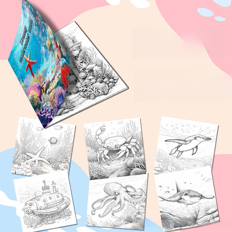 Underwater Wonders, A Relaxing Art Coloring Book, Featuring Ocean Life and Plants