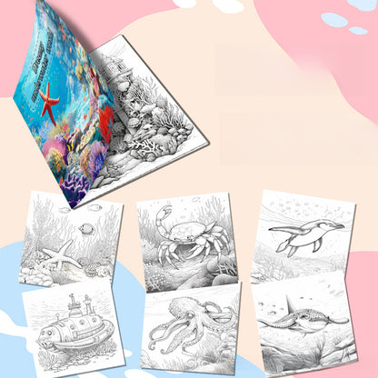 Underwater Wonders, A Relaxing Art Coloring Book, Featuring Ocean Life and Plants