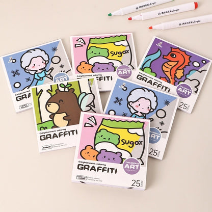 Portable Painting Album DIY Mini Cartoon Coloring Book Water Color And Note Coloring Childrens Art 1