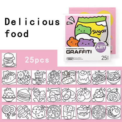 Portable Painting Album DIY Mini Cartoon Coloring Book Water Color And Note Coloring Childrens Art 2