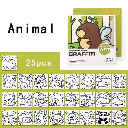 Portable Painting Album DIY Mini Cartoon Coloring Book Water Color And Note Coloring Childrens Art 5