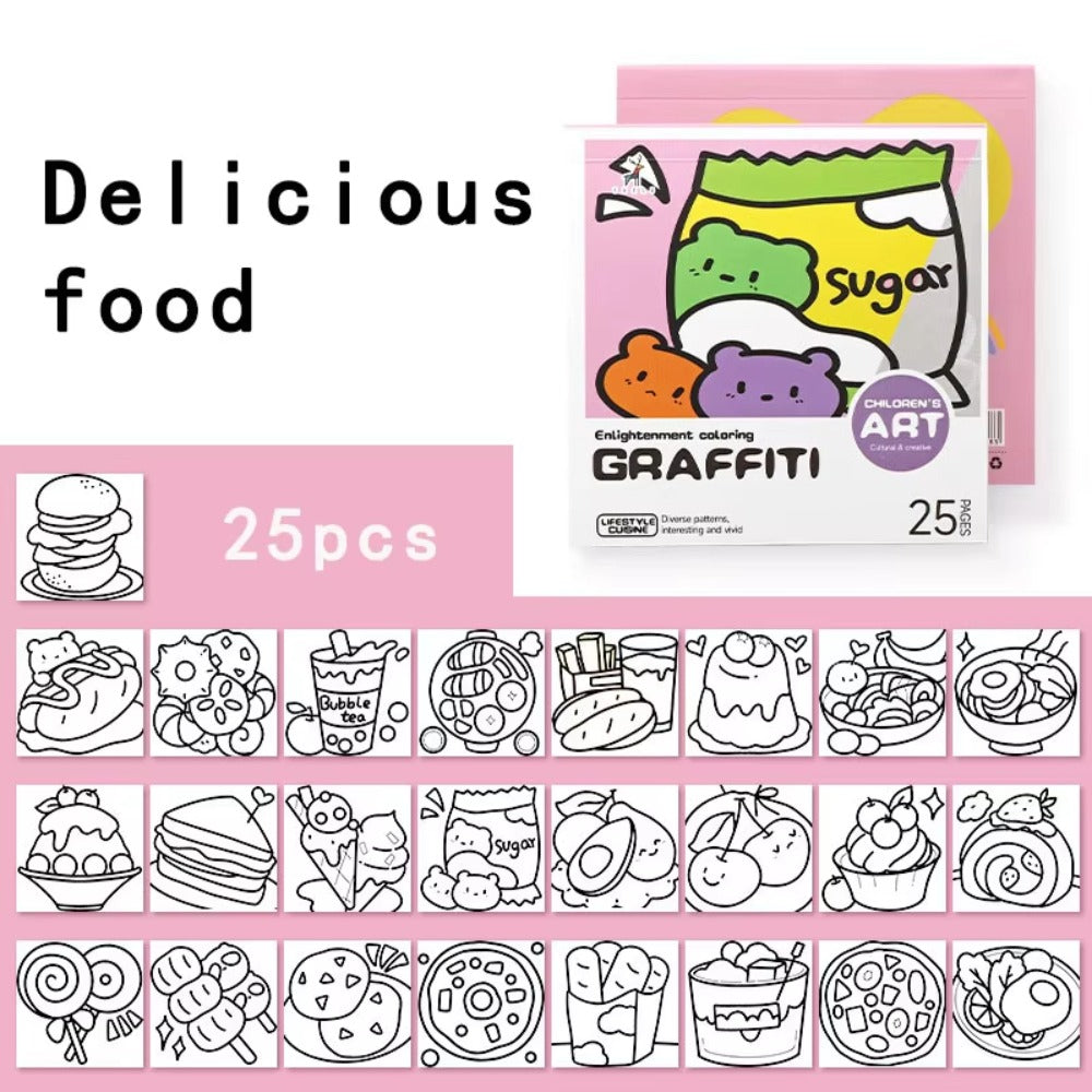 Portable Painting Album DIY Mini Cartoon Coloring Book Water Color And Note Coloring Childrens Art 6