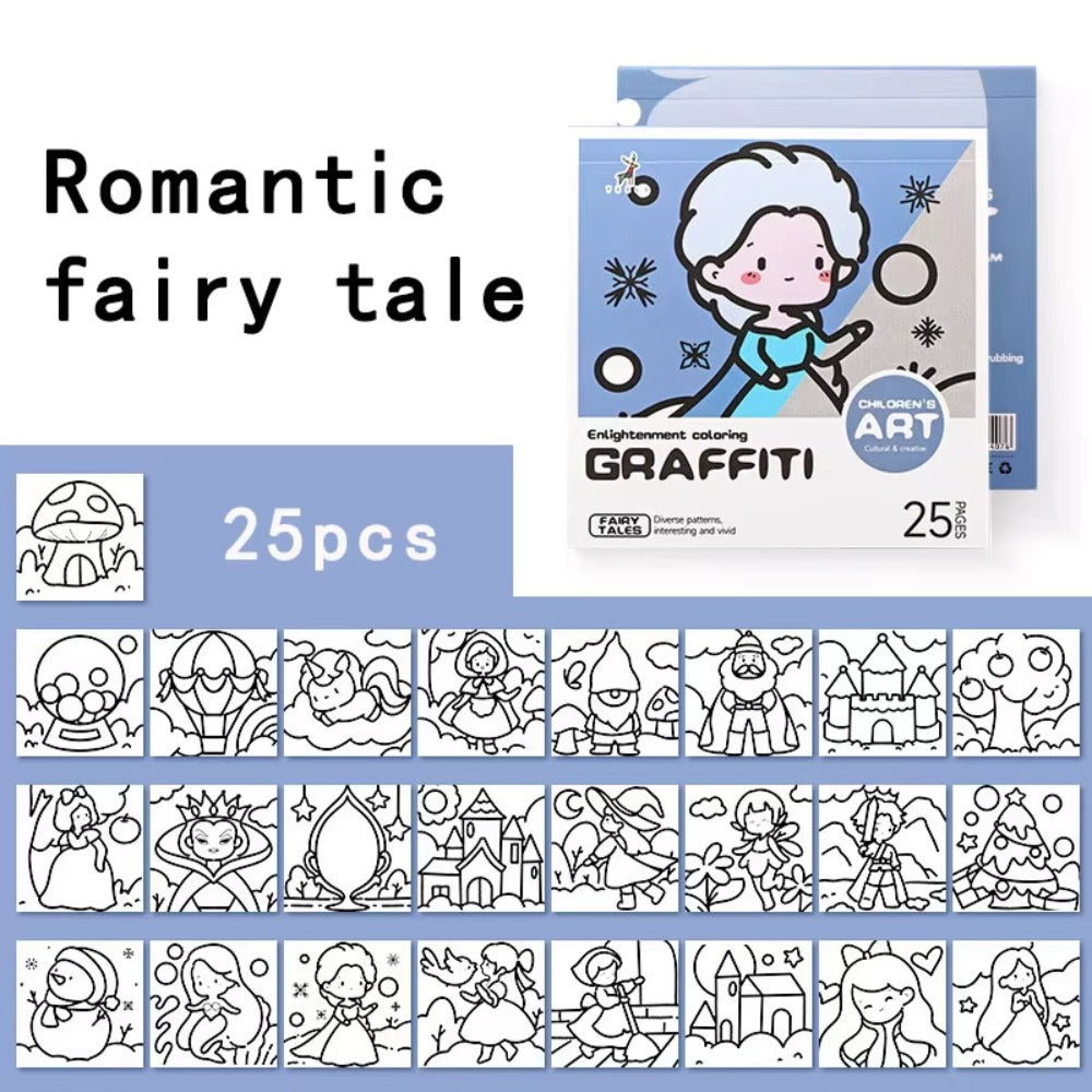 Portable Painting Album DIY Mini Cartoon Coloring Book Water Color And Note Coloring Childrens Art 8