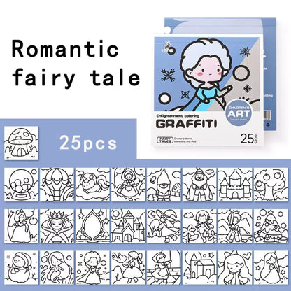 Portable Painting Album DIY Mini Cartoon Coloring Book Water Color And Note Coloring Childrens Art 8