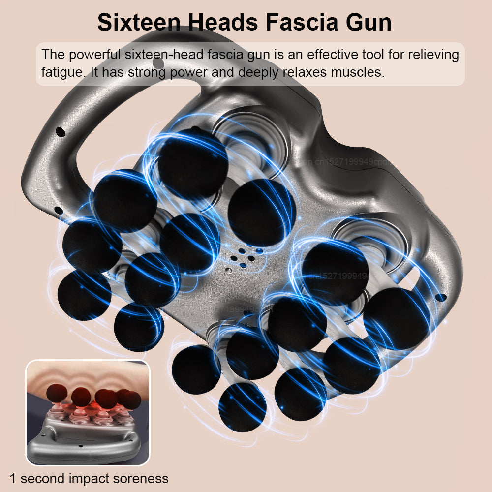 16 Head Fascia Gun High Frequency Muscle Massage Machine Deep Tissue Body Neck Shoulder Back Waist  3