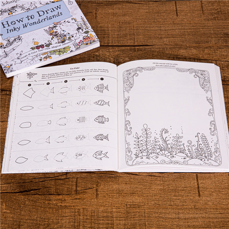 Art Stress Relief Adult Coloring Book, How to Draw Inky Wonderlands Step by Step, Relaxing Art Therapy