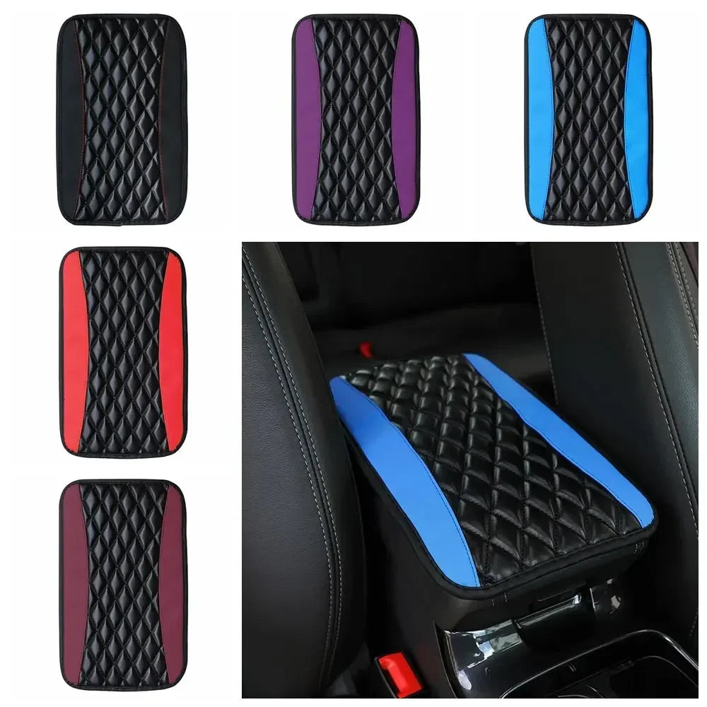 Universal Car Armrest Cover, 1pc Console Box Pad, Black and Red Interior Accessories