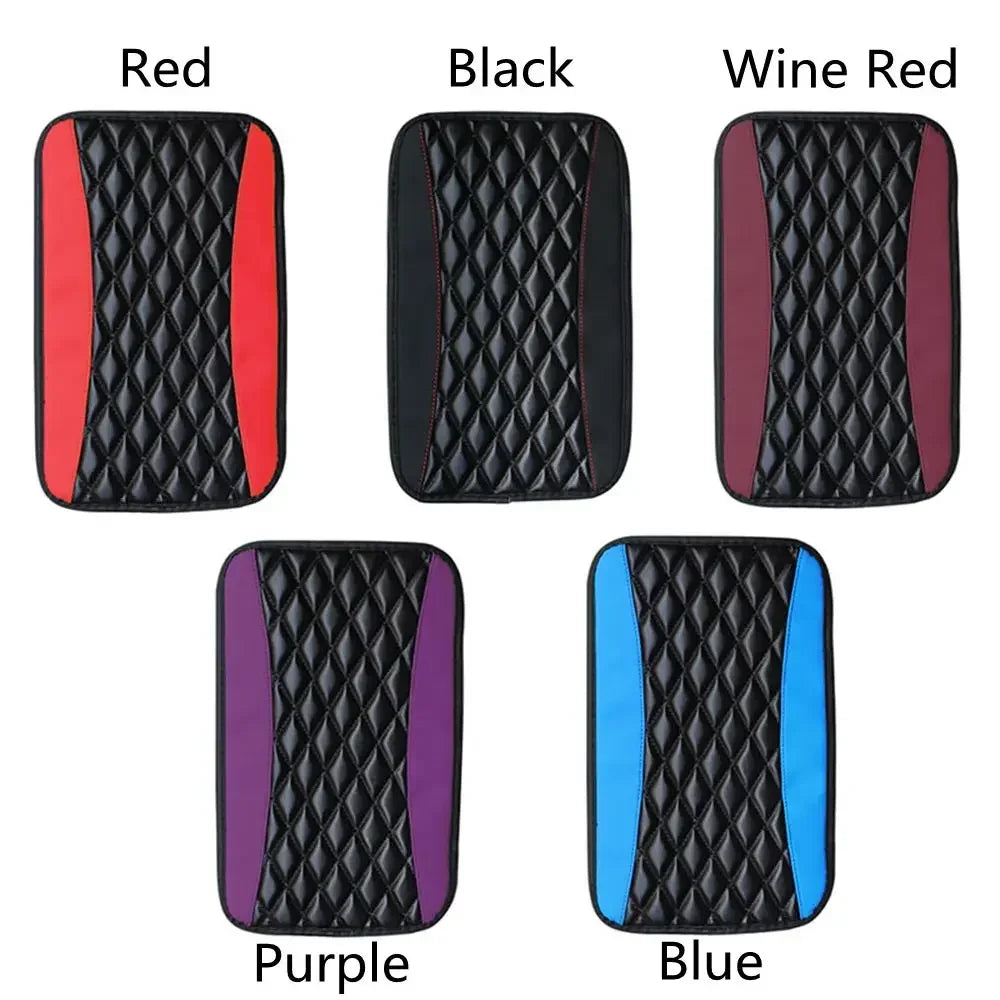 Universal Car Armrest Cover, 1pc Console Box Pad, Black and Red Interior Accessories