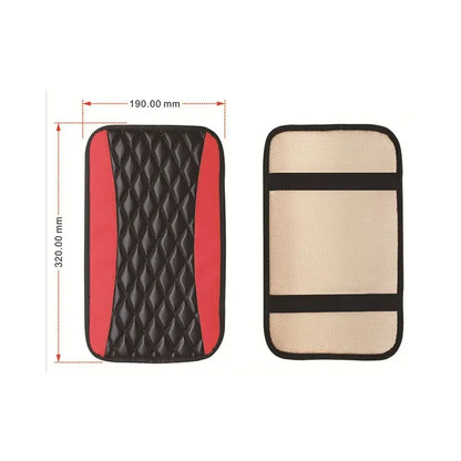 Universal Car Armrest Cover, 1pc Console Box Pad, Black and Red Interior Accessories