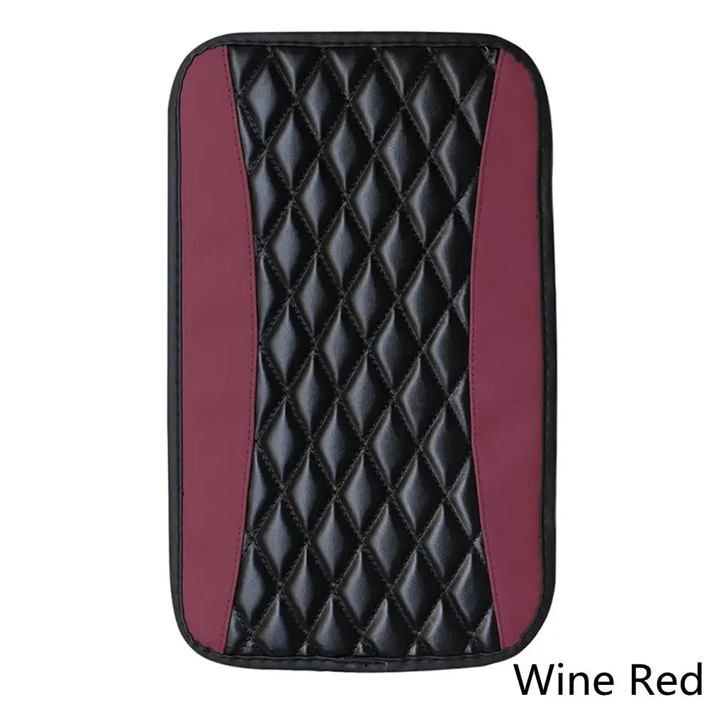 Universal Car Armrest Cover, 1pc Console Box Pad, Black and Red Interior Accessories