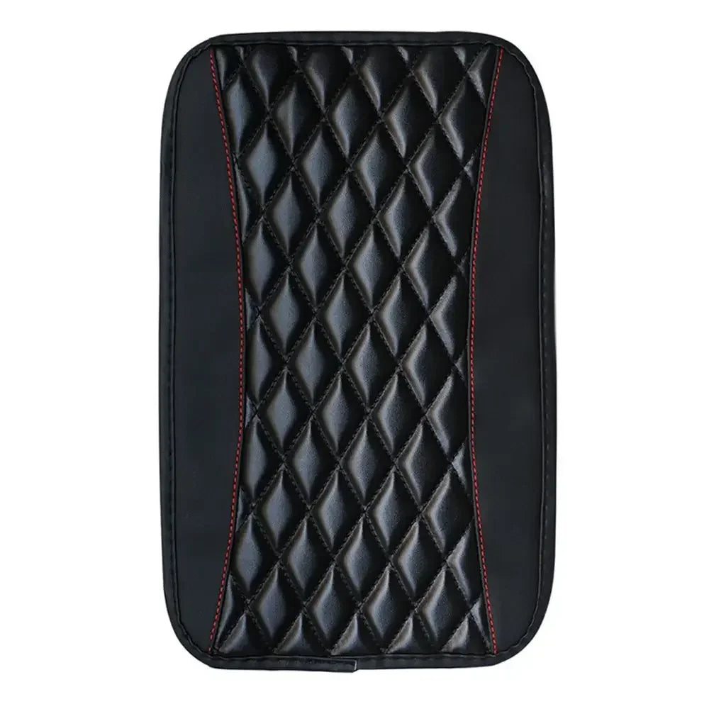 Universal Car Armrest Cover, 1pc Console Box Pad, Black and Red Interior Accessories