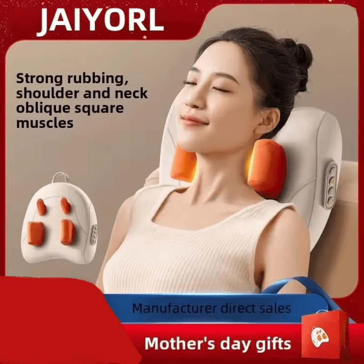 Wireless Heated Shiatsu Massage Pillow for Neck Back Waist and Legs