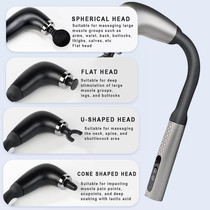 Elbow Self-Assist Massage Gun, Fascia Gun with Extended Handle, Muscle Relaxation for Upper and Lower Back, Deep Tissue