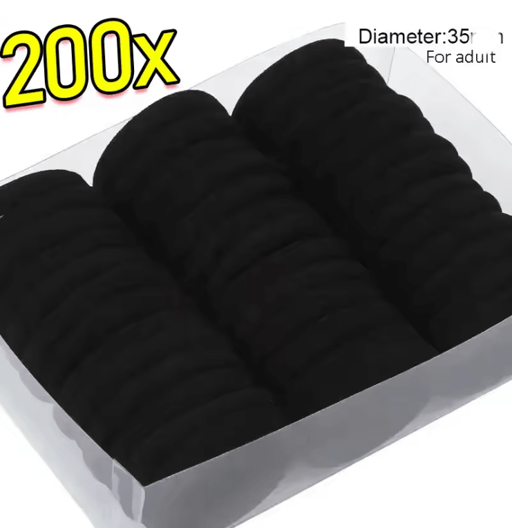 200Piece Solid Colour Elastic Hair Bands Set For Women And Girls 6