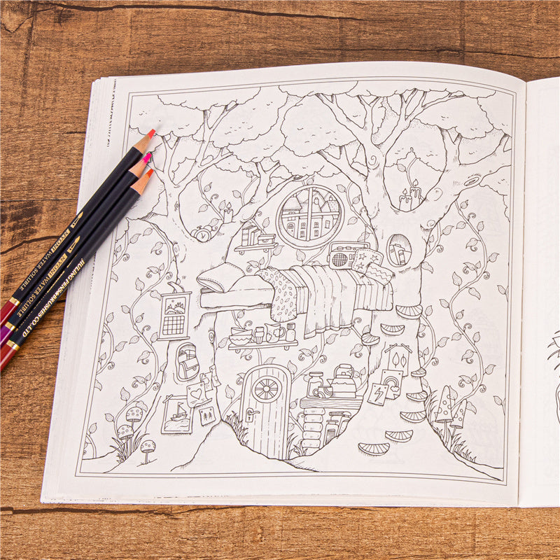 Rooms Of Wonder Coloring Book, For Adults and Children, Decompression Painting, Kids Picture Book