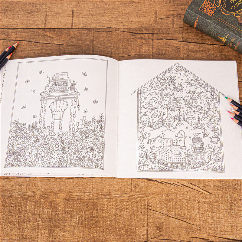 Rooms Of Wonder Coloring Book, For Adults and Children, Decompression Painting, Kids Picture Book