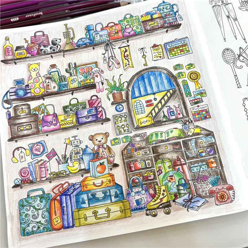 Rooms Of Wonder Coloring Book, For Adults and Children, Decompression Painting, Kids Picture Book