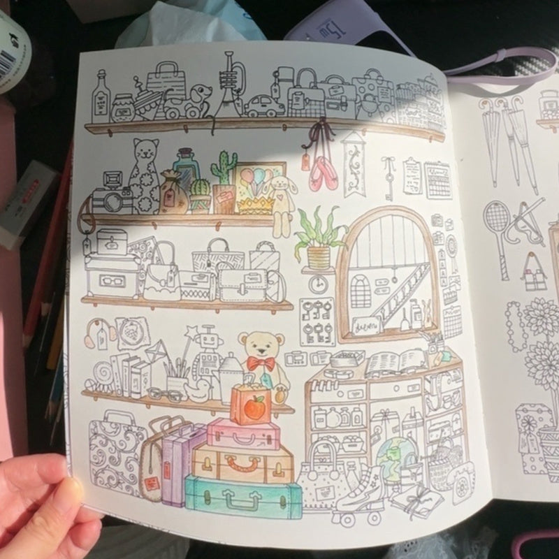 Rooms Of Wonder Coloring Book, For Adults and Children, Decompression Painting, Kids Picture Book