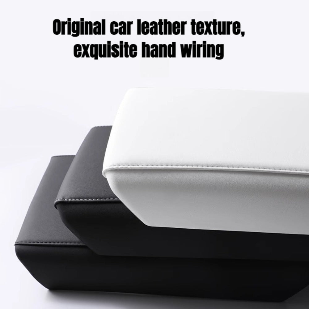 Tesla Model Y Armrest Box Cover, Leather and ABS Protective Lid, Highland and Juniper, Center Console Accessory