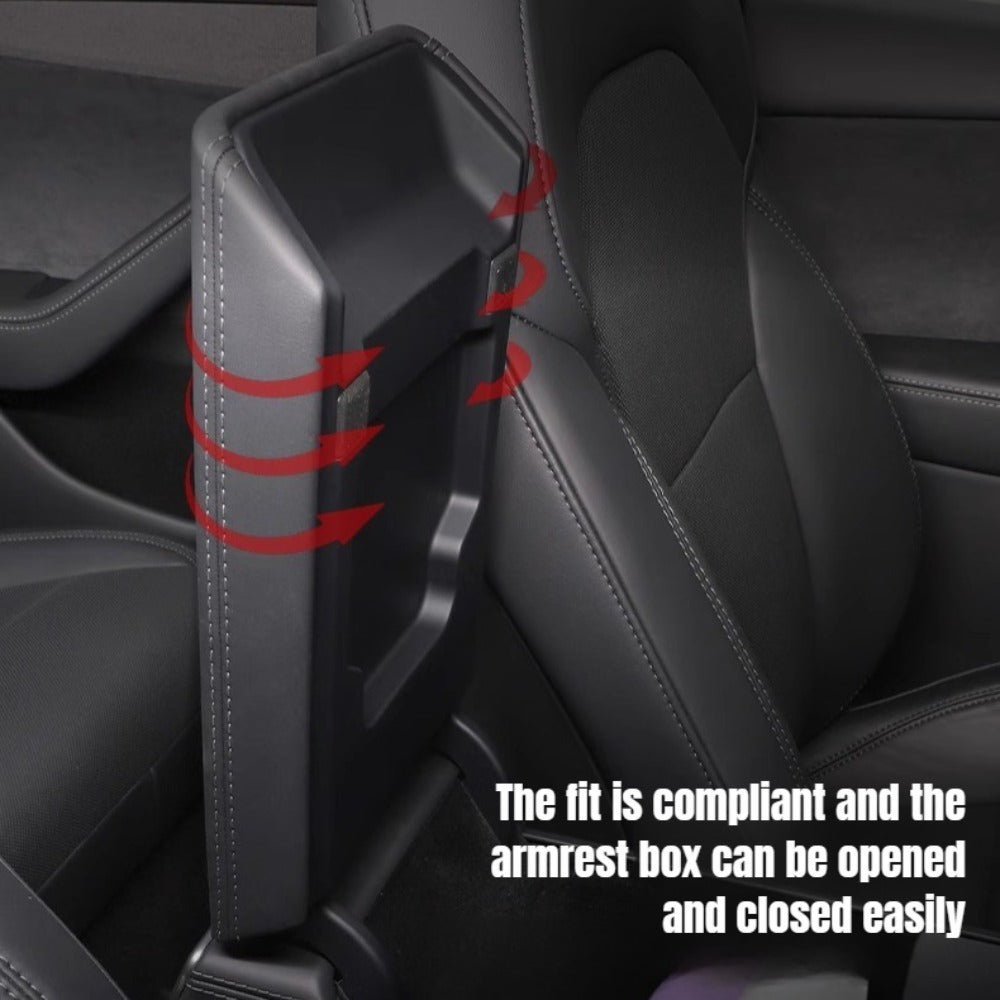 Tesla Model Y Armrest Box Cover, Leather and ABS Protective Lid, Highland and Juniper, Center Console Accessory