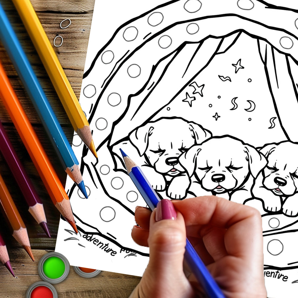 Cute Puppies and Kittens Coloring Book, Adult Colouring Book for Stress Relief, Drawing Supplies, Christmas Gift Idea