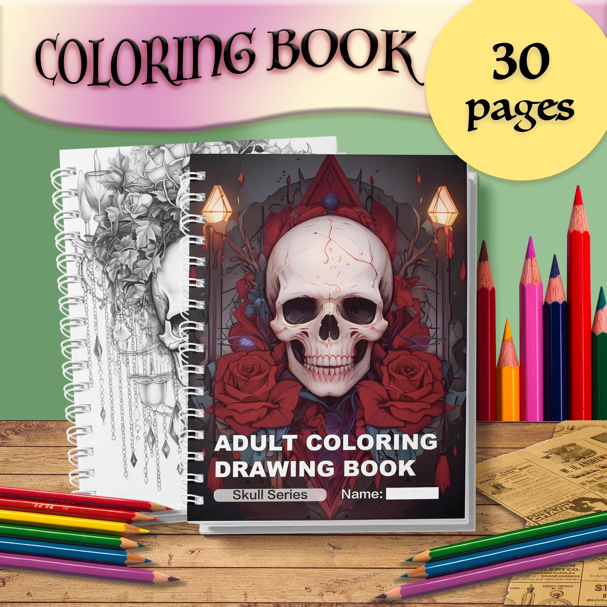 Unleash Your Creativity, Adult Skull Coloring Book, Thick Paper, Creative Free Coloring, Perfect Stress Relief
