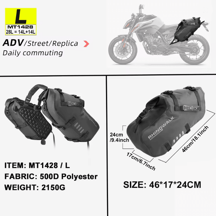 Waterproof Large Capacity Motorcycle Pannier Bag Set 18L28L48L Universal Fit 4