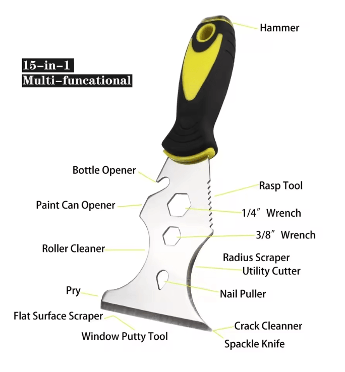 15in1 Stainless Steel MultiUse Putty Knife And Paint Scraper Tool 1