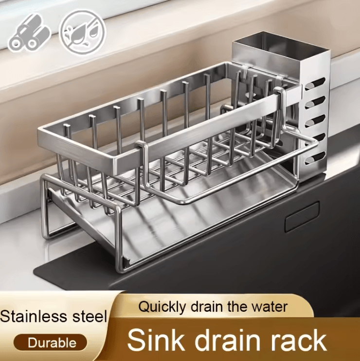 Stainless Steel Sink Cleaning Storage Rack Multifunctional Organizer