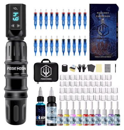Poseidon Wireless Tattoo Pen Kit High Power Professional Tattoo Machine 4