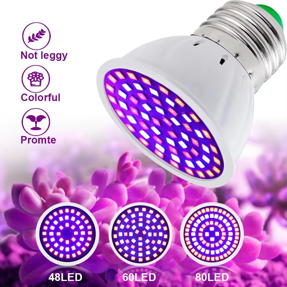 GreenGrowth Full-Spectrum E27 LED Grow Bulb – 60/80 LEDs 220 V for Indoor Plants