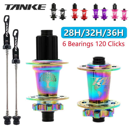 TANKE 120-Click 6-Bearing MTB Hub – 28/32/36H Disc Brake Front & Rear (8-12 Speed)