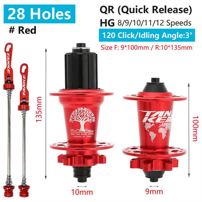 TANKE 120Click 6Bearing MTB Hub  283236H Disc Brake Front  Rear 812 Speed 9