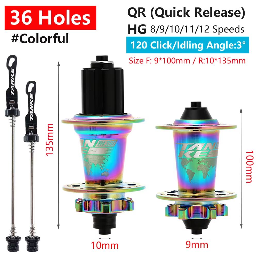 TANKE 120Click 6Bearing MTB Hub  283236H Disc Brake Front  Rear 812 Speed 14