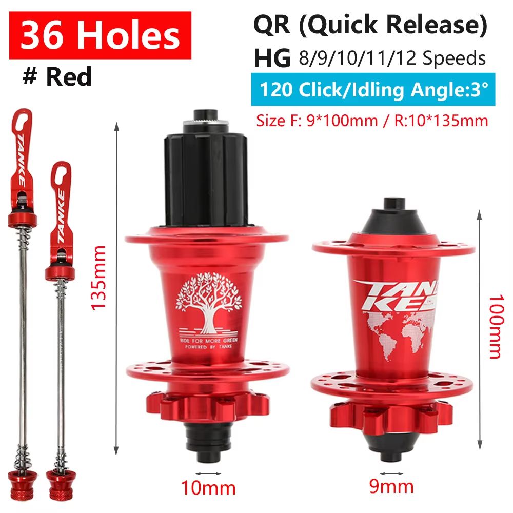 TANKE 120Click 6Bearing MTB Hub  283236H Disc Brake Front  Rear 812 Speed 16