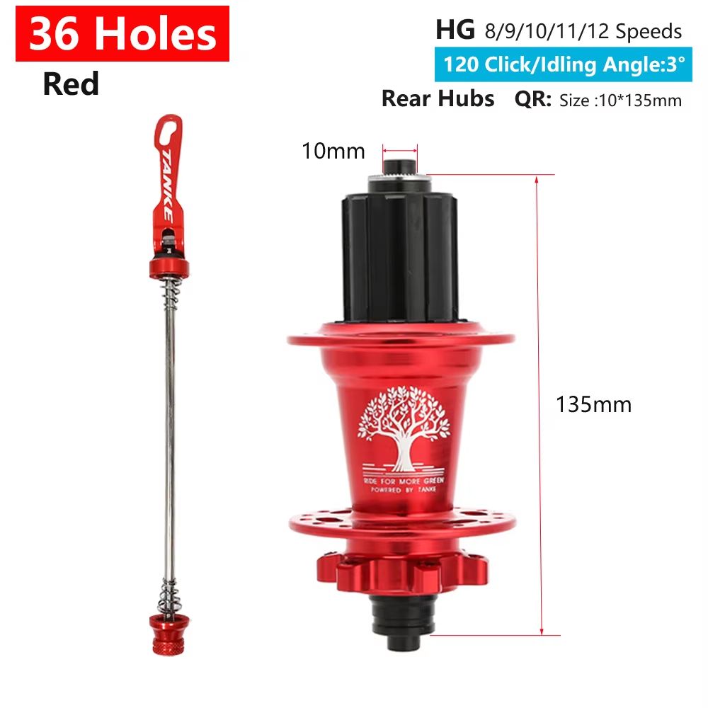 TANKE 120Click 6Bearing MTB Hub  283236H Disc Brake Front  Rear 812 Speed 18