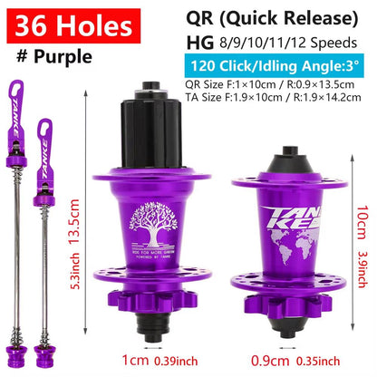 TANKE 120Click 6Bearing MTB Hub  283236H Disc Brake Front  Rear 812 Speed 19