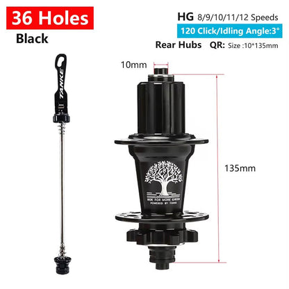 TANKE 120Click 6Bearing MTB Hub  283236H Disc Brake Front  Rear 812 Speed 6