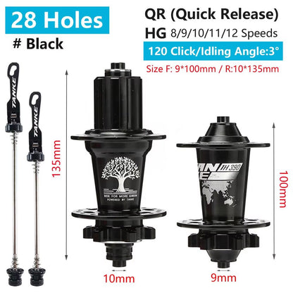 TANKE 120Click 6Bearing MTB Hub  283236H Disc Brake Front  Rear 812 Speed 8