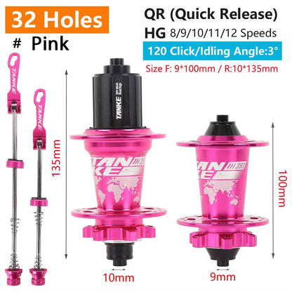 TANKE 120Click 6Bearing MTB Hub  283236H Disc Brake Front  Rear 812 Speed 27