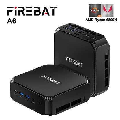 FIREBAT A6 UltraCompact Mini PC  8Core 16Thread Ryzen 7 6800H 16 GB DDR5  512 GB SSD 6