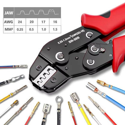 ProCrimp SN-58B Ratcheting Crimping Tool Set – For JST, Dupont, MOLEX & Open-Barrel Terminals