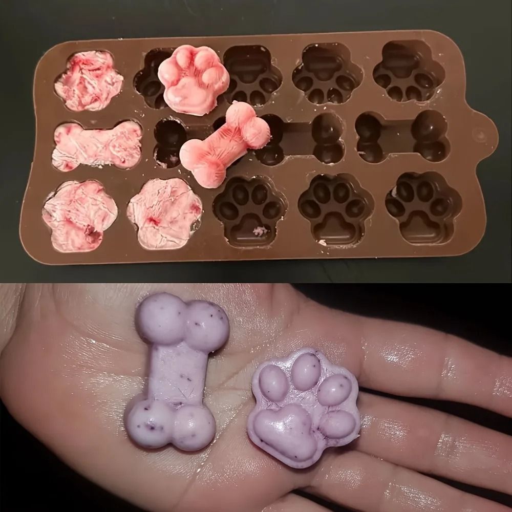 Dog Bone And Paw Silicone Mold For Homemade Treats And Ice Cubes 1