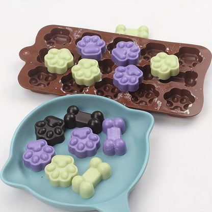 Dog Bone And Paw Silicone Mold For Homemade Treats And Ice Cubes 2