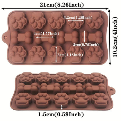 Dog Bone And Paw Silicone Mold For Homemade Treats And Ice Cubes 3